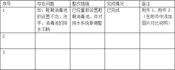 食品生產(chǎn)許可證辦理不合格項(xiàng)整改報(bào)告表格